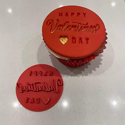Happy Valentines Day Heart Cookie Stamp Fondant Embosser 6cm (2.36 inches) Made in The UK for Baking, Cooking, Fondant, Icing, Cupcake, Cookie, Cake, Biscuits, Decoration