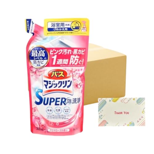 花王 バスマジックリン SUPER泡洗浄 アロマローズの香り 詰替 300ml 24個セット スーパー泡洗浄 +Kunutonnオリジナルロゴ入りeおまけ付