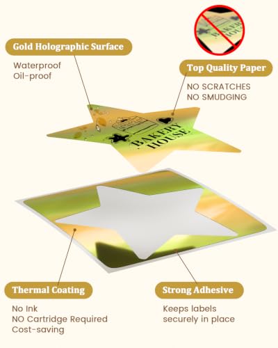 Image of Phomemo 3 inch Golden Star Thermal Labels, 200Pcs