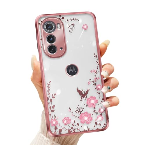 Coque Motorola Edge 2022 souple en TPU pailleté transparent pour femme