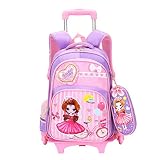 Princesse Trolley sacs d'école pour filles enfants ados, sac à dos à roulettes étanche à 6 roues, sacs d'école cartable pour élève du primaire, grande capacité-C
