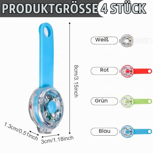 GAOUTO 4 Stück Hundelicht Leuchtanhänger, 4 Modi USB Aufladbar LED Blinklicht Hundelicht, wasserdichte Leuchtanhänger Hund, Sicherheitslicht LED Hundehalsband Lichter für nächtliche Hundespaziergänge