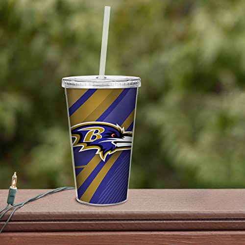 Image of Rico Industries NFL Football 16oz Clear Tumbler W /Straw for NFL Fans