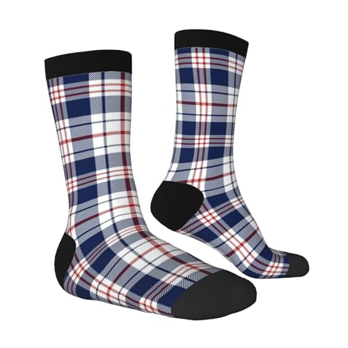Red Blue Tartan Plaid Men'S And Women'S Unisex Crew Socks, Quick-Drying Fabric For Casual, Gym & Office Wear2