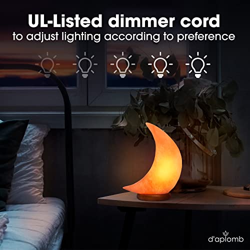 D'aplomb 100% Authentic Natural Himalayan Salt Lamp; Hand Carved Moon Pink Crystal Rock Salt From Himalayan Mountains; Dimmer Cord; 5 Lbs #TOP1