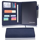 Folio Cover Compatible with Rocketbook, Portfolio Organizer, Waterproof Fabric, Multifunctional Organizer with Pen Loop, Business Card Holder, fits A5 Size Notebook, 8.8' x 6' inch, (Blue)