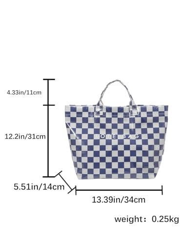 Image of Lushandy Striped PVC Tote Bag for Women, Waterproof Plastic Tote Bag for Beach Pool Large Top Handle Travel Hobo Handbag