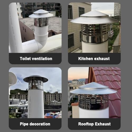 Stainless Steel Chimney Cap with Mesh Animal Guard, 2.5" Flue Cover for Fireplace & Exhaust Pipes, Storm-Proof Rain Cap, Easy Installation, Durable & Weather-Resistant