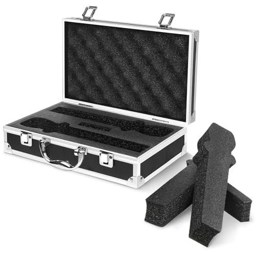 CIIICPSSL Professional Microphone Case, Hard Shell Carrying Case for 2 Wireless Mics, Aluminum Frame with Foam Interior, Black