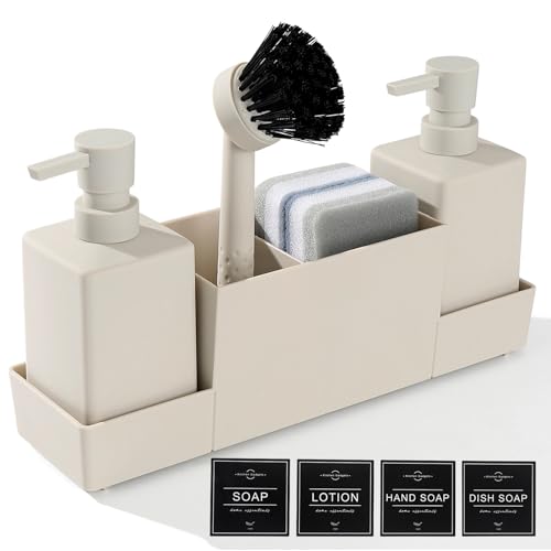 Adatto per Cucine Domestiche e Commerciali: Questo dispenser di sapone non è solo destinato all'uso nelle cucine domestiche, ma è anche ideale per cucine commerciali come ristoranti e caffè. Offre convenienza e praticità in vari ambienti di cucina, particolarmente preziosa in piccole cucine o con spazio limitato sul piano di lavoro.