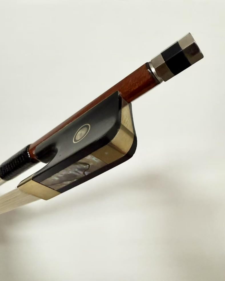 PAITITI 4/4 Cello Full Size Bow Pernambuco Skin Carbon Fiber Round Silver Wrap Brass Parts with Double Eye Fully-Line Abalone