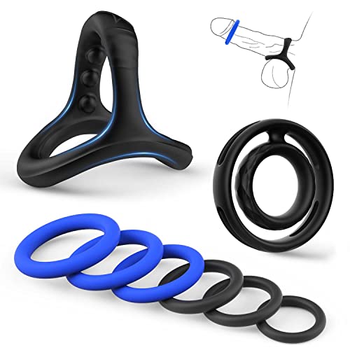 8 Stück Penisring - Cock Penis Ring für Paare Sex mit Hodenringe Dual Cockring Extrem Silikon Dehnbarer Dreieckiger Cockringe Penisringe Sex Spielzeug für die Männer Pleasure Sextoysets Mann