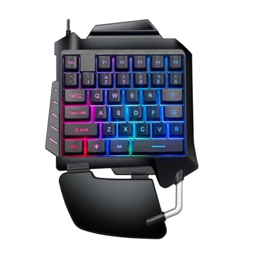 Wired One Handed Gaming Keypad, 35 Keys RGB Mixed Backlit...