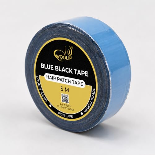Image of Yellow Black Hair Patch Tape For Men Super Ultra Hold Up To 2-3 Weeks Waterproof Wig Tape 1 Inch Cotton Material Double Sided Hair Patch Tape Yellow Black (5m)