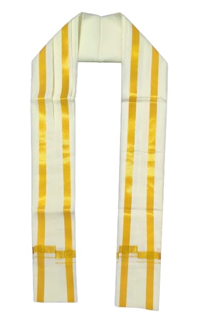 Image of 2 Meters Men's Silk cotton Zari Big Border Dhoti /lungi /vesti with Angavastram /gamcha towel /white RJ1