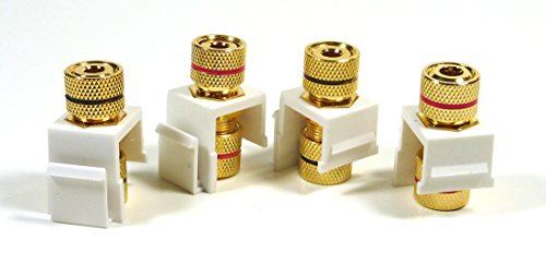 2-Pair White Keystone Banana Jacks With Black & Red Rings, Binding Post Audio Speaker #TOP1