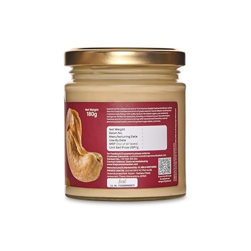 Image of The Premium Basket Cashew Butter 180g | Vegan Natural Cashew Butter | Single Ingredient & Unsweetened Premium Nut Butter | Keto & Diabetic Friendly