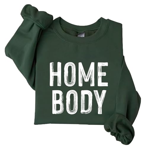 Image of TONGCHEN Home Body Sweatshirt Homebody Sweatshirts for Women Long Sleeve Casual Pullover (US, Alpha, Medium, Regular, Regular, Army Green)