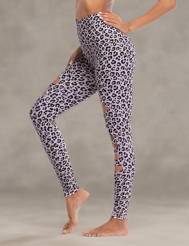 DIBAOLONG Womens High Waist Yoga Pants Cutout Ripped Tummy Control Workout Running Yoga Skinny Leggings