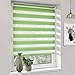 Produktbild Sanfree Doppelrollos für fenster ohne bohren, Duo Rollo Klemmfix Klämmträgern, Sonnenschutzrollo Zebra, Lichtdurchlässig Doppellagiger Rollo Easyfix, Grün 90x150cm (BxH)