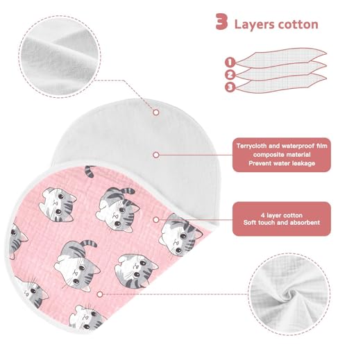 vvfelixl Baby Burp Cloths Cartoon Cheese Cat Baby Newborn Cotton Burping Cloths Set Babys Washcloths 4 Pack3
