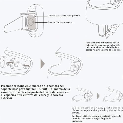 Soporte de cámara de casco para Insta360 GO 3S con anclaje lateral estable 6