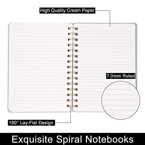 Oneirom Spiral Notebook, Black Spiral Notebook-6.10" X 8.19" College Ruled Journal With Inner Pockets And 160 Pages,Pu Leather Cover Business Journal, Twin-Wire Binding Notebook Perfect For Office & Home School Supplies #TOP2