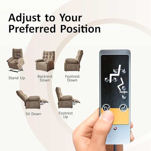 Roomark Relaxsessel Elektrisch mit 3 Motoren,Fernsehsessel mit Liegefunktion,Sessel mit Aufstehhilfe für Senior,Seniorensessel mit Fernsteuerung,TV Sessel Wohnzimmer,relaxliege,Recliner Chair (Braun) – Bild 6