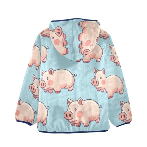 Cute Pig Girls Fleece Jacket Girls Fall Jacket Girls Zip Up Hoodie Girls Sherpa Jacket 2-10T2