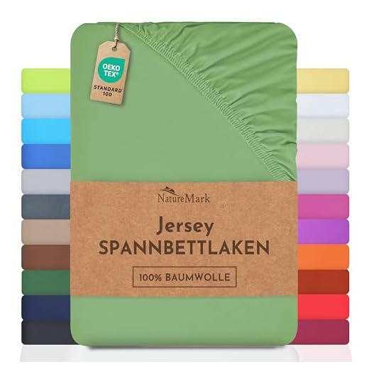 NatureMark Jersey Spannbettlaken, Spannbetttuch 100% Baumwolle in vielen Größen und Farben MARKENQUALITÄT ÖKOTEX Standard 100 | 140 x 200 cm - 160 x 200 cm - Jade