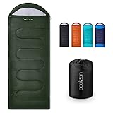 Coolzon Schlafsack Outdoor für Camping 3-4 Jahreszeiten, Erwachsene Deckenschlafsack Kleines Packmaß Ultraleicht Tragetasche, Weich Dick und Warm für Outdoor Camping, Reise, Wandern, Grün