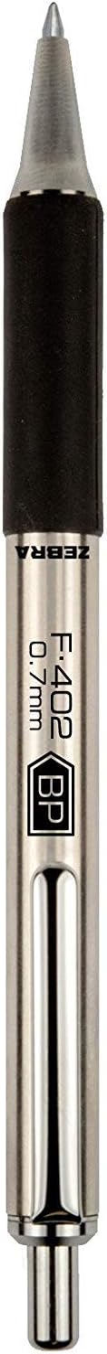 Zebra Pen 29212 Zebra F-402 Ballpoint Stainless Steel Retractable Pen, Fine Point, 0.7mm, Black Ink, 4-Count