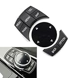Goodithy 6PCS CIC iDrive Multimedia Control Button Cover, Center Console Menu Knob Button Replacement for BMW 2 3 5 6 7 X3 X4 X5 Series F20 F22 F30 F34 F36 F10 F02 F06 F25 F15 (Model C)