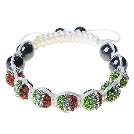 My Daily Styles Italien italiensk flagga grön vit röd sträng makramé pärlor justerbart armband