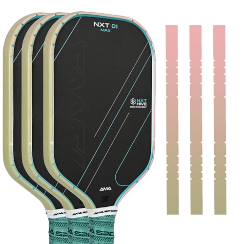 AMA SPORT Pickleball Paddle Edge Guard Tape 3 Pack Edge Protection Tapes 23mm Width Paddle Edge Cover Perfectly Fits Curved Edge Without Wrinkling (Pink Green Gradient)