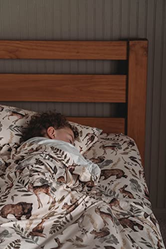 Pobi Baby - Premium Twin Fitted Sheet, Flat Sheet With Pillow Case - Ultra-Soft Cotton Blend, Stylish Woodland Pattern, Deep Pockets - Twins Sheets - 3 Pc (Wildlife Animal) #TOP7