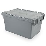 gaveta plastica con tapa Contenedor Euro apilable fabricado en polipropileno Mangos ergonómicos, cerrados recipientes reutilizables Producir exceso de plástico significa un 90% menos de CO2
