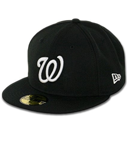 New Era Washington Nationals BK WH BK Fitted Hat (Black/White) Men's 59Fifty Cap