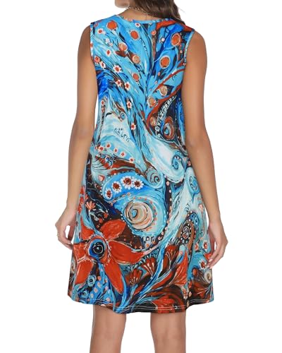 Image of Summer Dresses for Women 2026 Casual Sleeveless Sundress Floral Loose Fit Beach Cover Up with Pocket