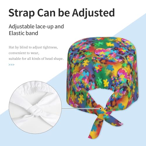 Image of Working Cap Scrub Cap with Sweatband Adjustable Unisex Tie Back Hat for Cleaning Farm Nursing