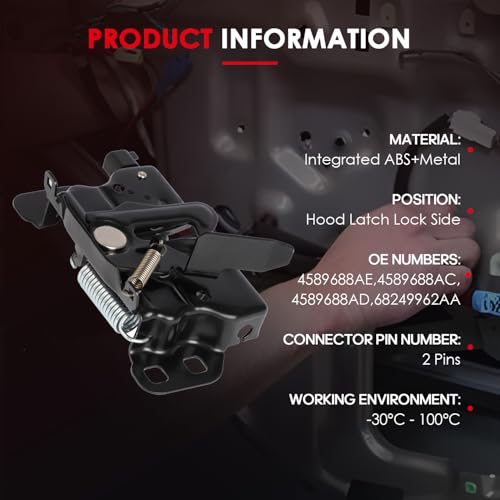 Image of CCIYU Front Hood Latch Assembly Compatible For Dodge Durango 2011-2018 2021,For Jeep Grand Cherokee 2011-2019 2021 Front Door Latch Actuator Replace 4589688AE