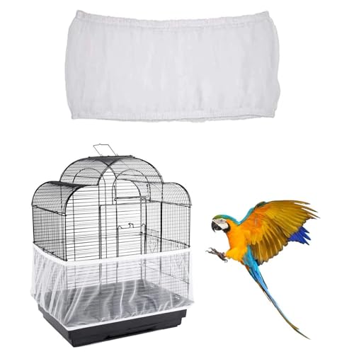 Cubierta Jaula de Pájaros,Colector de Plumas, Rejilla Jaula para Loros, Cordón Ajustable de Gran Tamaño Funda Jaula Pajaro, Mantiene La Ventilación Limpia Ajustable 140-220 cm