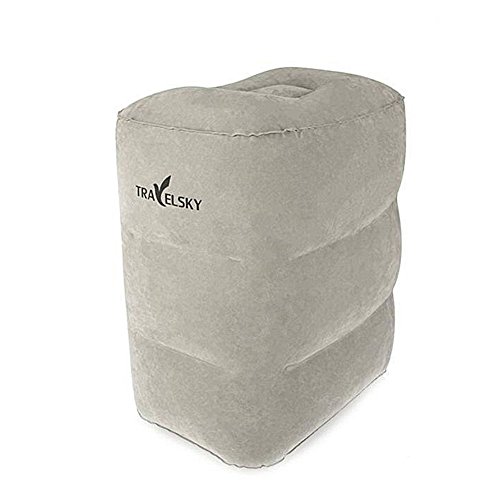 Alftek Almohada hinchable de viaje reposapiés almohada reposapiés de viaje para aviones, autobuses, trenes cama infantil, Gris, Large