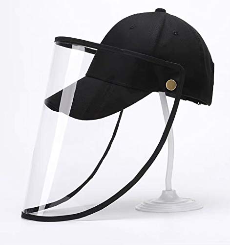 EPODA - Gorra Negra con Visera de policarbonato Transparente antisalpicaduras para niños, Adultos, Visera extraíble
