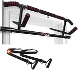 DH FitLife Barre de traction pour cadre de porte sans vis | Pull up bar Doorway | Barre d'étirement | Barre de porte à suspendre | Avec L'entraîneur à l'élingue | Pour cadre de porte 70 92cm