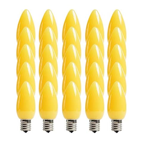 EZLS C9 Yellow Opaque SMD LED Bulbs - Box of 25 Smooth Yellow Retro C9 Replacement Bulbs Cover
