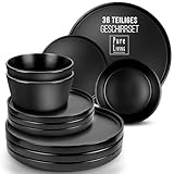 ✅KRAFTVOLL IM VIBE & IN DER QUALITÄT: Pure Livings' Urban Black Line macht garantiert Eindruck - urbaner Flair meets hochwertige Qualität! Dein schwarzes Geschirr Set in matt ist aus massivem Steingut gefertigt und dadurch besonders langlebig