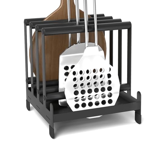 lesolar Pizza Peel Rack, Steel Pizza Turner Pizza Paddle Organizer, Pizza Holder Rack with Non-Slip Feet, Pizza Turning peel Holder Rack Space Saving