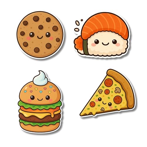 Image of Regalo Casila Cute Food Fridge Magnet Set of 4 for Kitchen Decor Gift for Kids Food Lovers Cookie Sushi Burger Pizza Theme