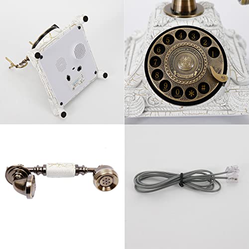 Teléfono Retro de Escritorio con Disco Giratorio Color Blanco miniatura 6